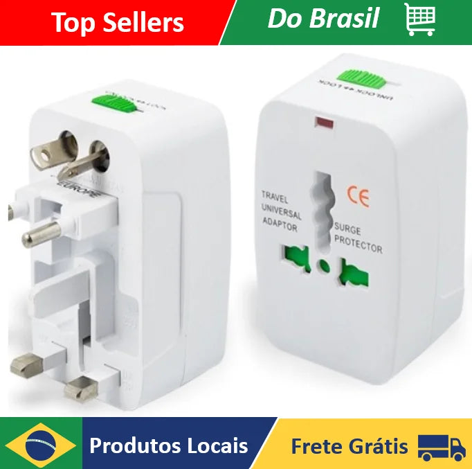 NEVERDIE STORE - Adaptador Tomada Universal Internacional Viagem + 150 Países ENVIO RAPIDO PARA TODO O BRASIL