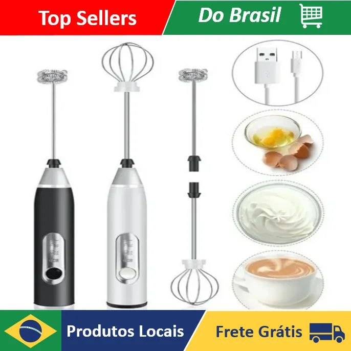 2 in 1 Electric Rechargable Mixer Egg Whisk Milk Cafe