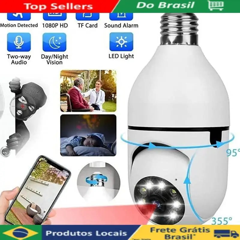 Câmera de segurança sem fio IP WiFi 360 com bico de plugue Yoosee Ptz Full HD Visão noturna-bivolt