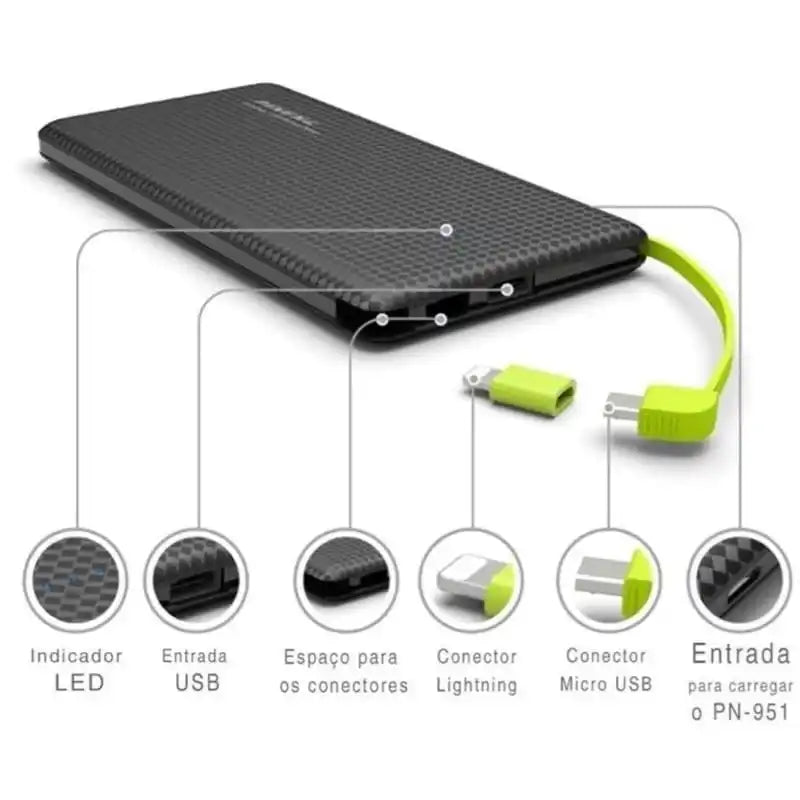 Portable Power Bank Charger for V8/Lightning 10000Mah Portable Pineng Battery