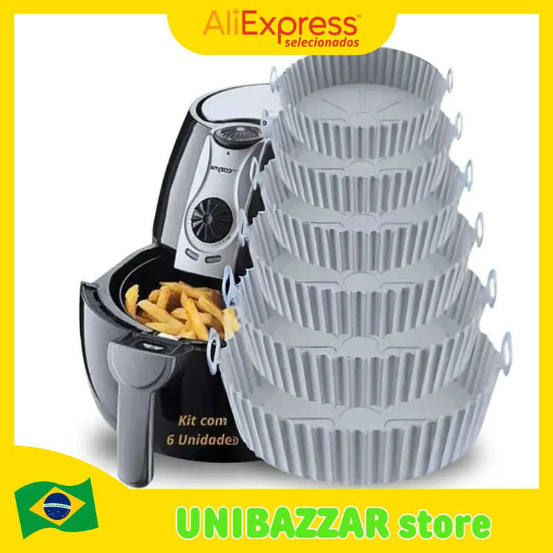 6 Kit AirFryer Air Fryer Round Silicone Protective Covers and Oven Electric Fryer Kitchen Practicality