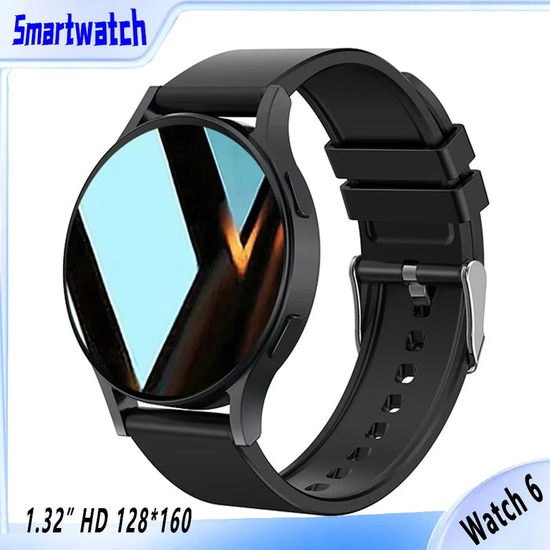 Relógio 6 Smartwatch empresarial masculino 1,32 polegadas 128*160 Bluetooth Chamada Monitoramento de saúde Despertador Relógio de moda feminino Multifuncional