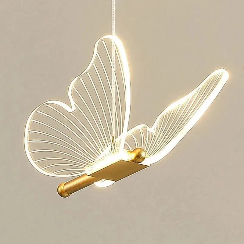 Nordic Butterfly LED Pendant Lamp, cabeceira, escada, quarto, pendurado lâmpadas para teto, arte, iluminação interior, luminária