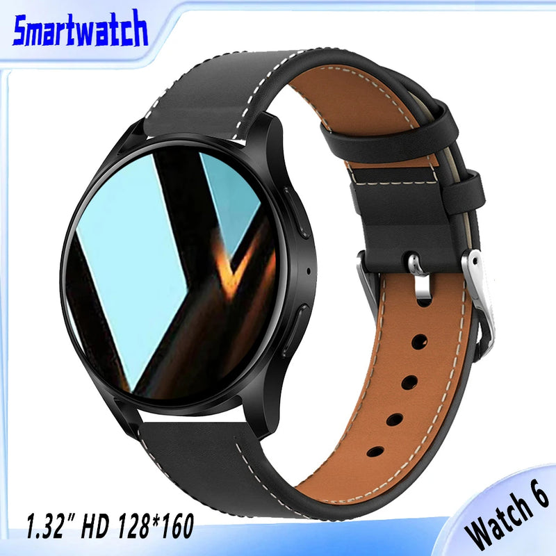 Relógio 6 Smartwatch empresarial masculino 1,32 polegadas 128*160 Bluetooth Chamada Monitoramento de saúde Despertador Relógio de moda feminino Multifuncional