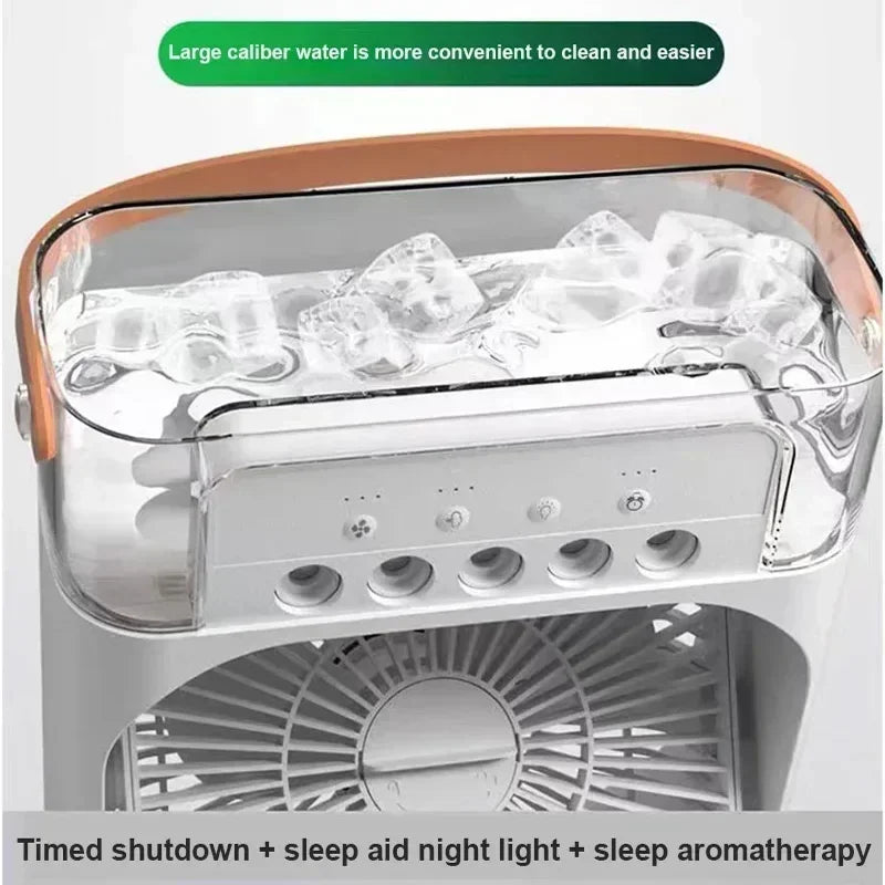 3 em 1 ventilador ar condicionado doméstico pequeno refrigerador de ar led night light portátil umidificador ajuste de ar ventilador escritório casa novo