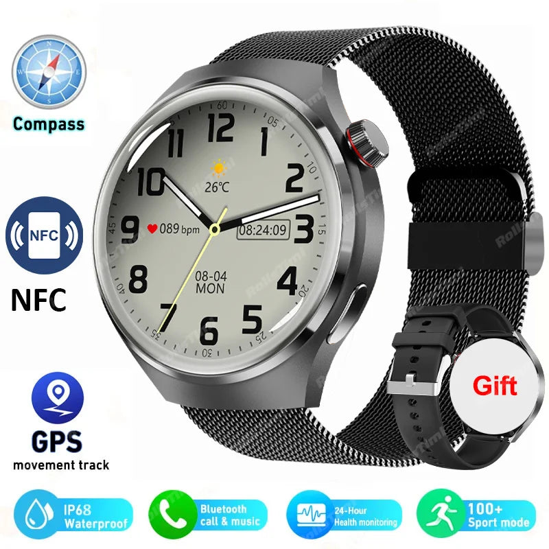 2024 Novo Relógio Inteligente Monitor de Frequência Cardíaca Saúde Bluetooth Chamada NFC Rastreador GPS IP68 À Prova D'Água SmartWatch Homens Para HUAWEI GT4 Pro