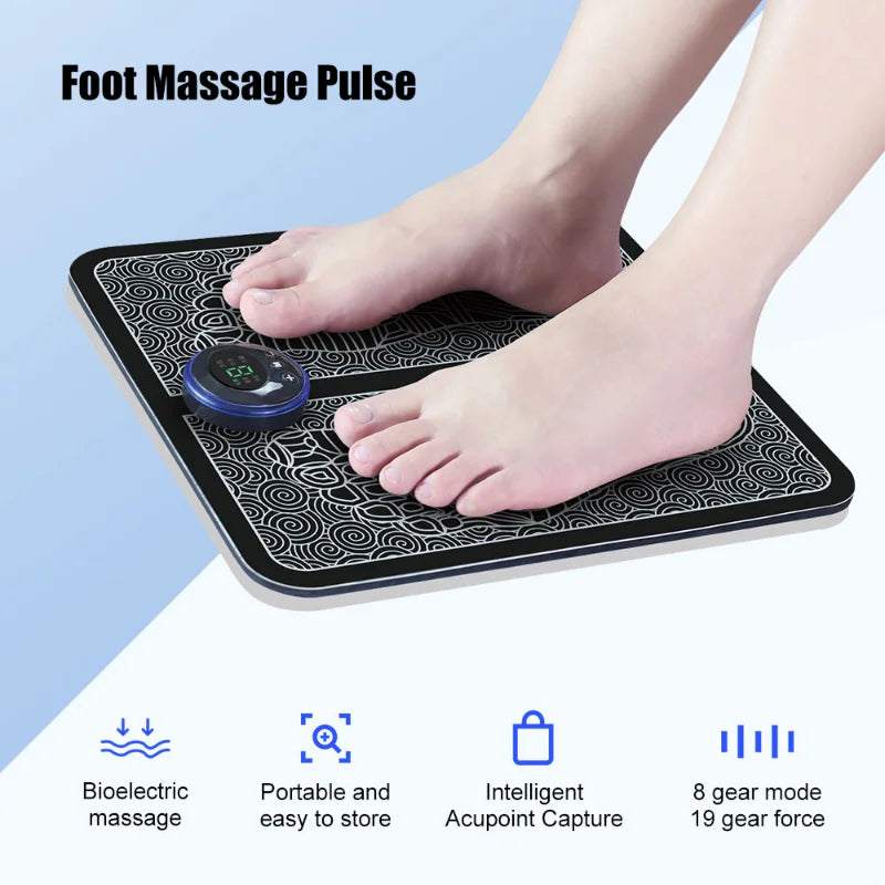 Tapete Massageador Ems Tens Elétrico Para Pés Fisioterapia Relaxamento Muscular De Pés Recarregável