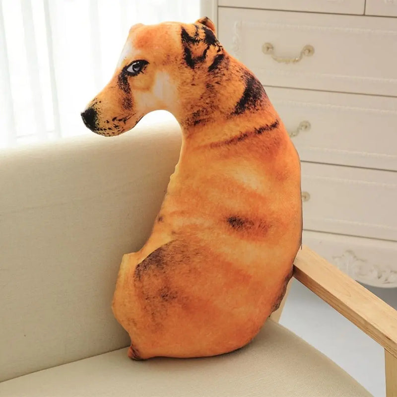 Almofada de almofada estampada com animal fofo 3D realista, cabeça de cachorro engraçada, cosplay, brinquedo favorito para crianças, almofada para casa