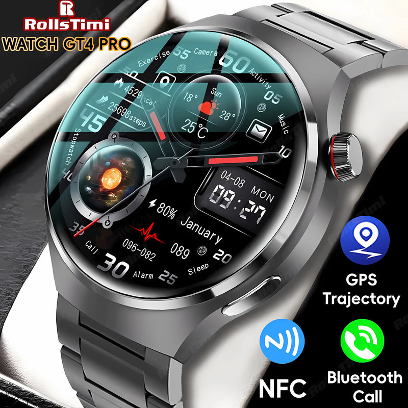 2024 Novo Relógio Inteligente Monitor de Frequência Cardíaca Saúde Bluetooth Chamada NFC Rastreador GPS IP68 À Prova D'Água SmartWatch Homens Para HUAWEI GT4 Pro